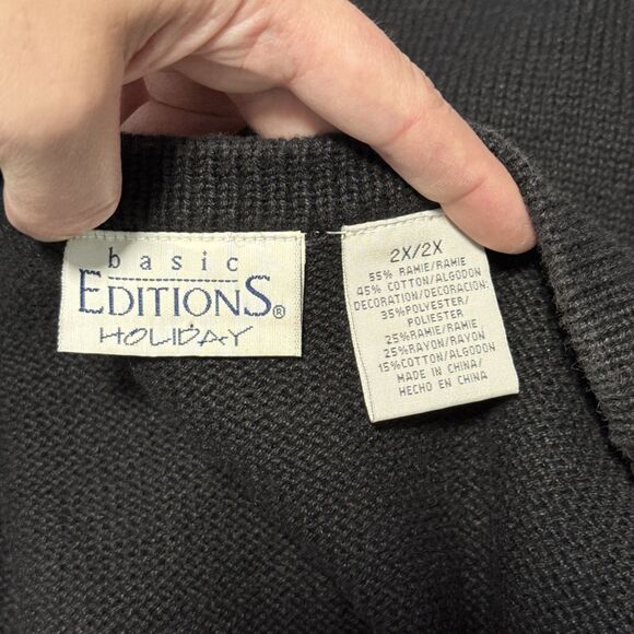 Vtg Ugly Christmas Sweater Vest Womens 2X Holiday Party Embellished Grandmacore - Picture 13 of 14